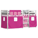 køjeseng med gardiner 80x200 cm massivt fyrretræ pink
