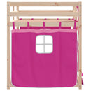 køjeseng med gardiner 90x200 cm massivt fyrretræ pink
