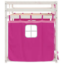 køjeseng med gardiner 90x200 cm massivt fyrretræ pink