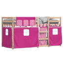 køjeseng med gardiner 90x190 cm massivt fyrretræ pink