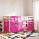 køjeseng med gardiner 90x190 cm massivt fyrretræ pink