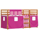 køjeseng med gardiner 90x200 cm massivt fyrretræ pink