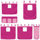 køjeseng med gardiner 90x200 cm massivt fyrretræ pink