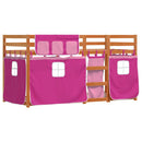 køjeseng med gardiner 90x190 cm massivt fyrretræ pink