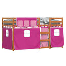 køjeseng med gardiner 90x190 cm massivt fyrretræ pink