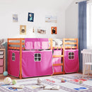 køjeseng med gardiner 90x190 cm massivt fyrretræ pink