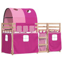 køjeseng med gardiner 90x200 cm massivt fyrretræ pink