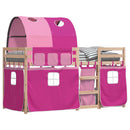 køjeseng med gardiner 90x200 cm massivt fyrretræ pink