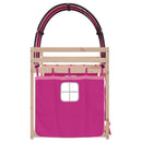 køjeseng med gardiner 90x200 cm massivt fyrretræ pink