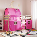 køjeseng med gardiner 90x200 cm massivt fyrretræ pink
