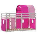 køjeseng med gardiner 80x200 cm massivt fyrretræ pink