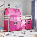 køjeseng med gardiner 80x200 cm massivt fyrretræ pink