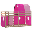 køjeseng med gardiner 90x200 cm massivt fyrretræ pink