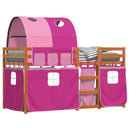 køjeseng med gardiner 90x200 cm massivt fyrretræ pink