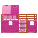 køjeseng med gardiner 90x200 cm massivt fyrretræ pink