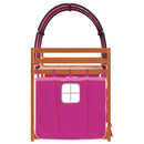 køjeseng med gardiner 90x200 cm massivt fyrretræ pink