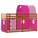 køjeseng med gardiner 90x200 cm massivt fyrretræ pink