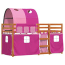 køjeseng med gardiner 90x190 cm massivt fyrretræ pink