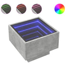 sengebord med Infinity LED-lys 40x40x30 cm betongrå