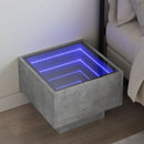sengebord med Infinity LED-lys 40x40x30 cm betongrå