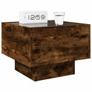 sengebord med Infinity LED-lys 40x40x30 cm røget egetræsfarve