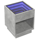 sengebord med Infinity LED-lys 40x40x50 cm betongrå