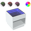 sengebord med Infinity LED-lys 50x50x50 cm hvid