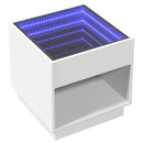 sengebord med Infinity LED-lys 50x50x50 cm hvid