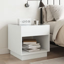 sengebord med Infinity LED-lys 50x50x50 cm hvid