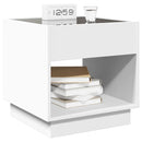 sengebord med Infinity LED-lys 50x50x50 cm hvid
