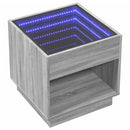 sofabord med Infinity LED-lys 50x50x50 cm grå sonoma-eg