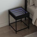 sengebord med Infinity LED-lys 40x40x51 cm sort