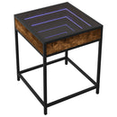 sengebord med Infinity LED-lys 40x40x51 cm røget egetræsfarve
