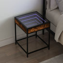 sengebord med Infinity LED-lys 40x40x51 cm røget egetræsfarve