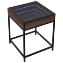 sengebord med Infinity LED-lys 40x40x51 cm brun egetræsfarve
