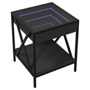 sengebord med Infinity LED-lys 40x40x49 cm sort