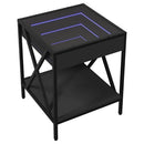 sengebord med Infinity LED-lys 40x40x49 cm sort