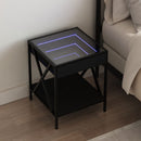 sengebord med Infinity LED-lys 40x40x49 cm sort