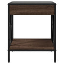 sengebord med Infinity LED-lys 40x40x49 cm brun egetræsfarve