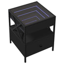 sengebord med Infinity LED-lys 40x40x51 cm sort