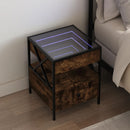 sengebord med Infinity LED-lys 40x40x51 cm røget egetræsfarve