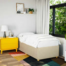 sengeramme uden madras 90x190 cm stof cremefarvet