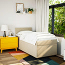 kontinentalseng med madras 90x190 cm stof cremefarvet