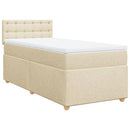 kontinentalseng med madras 90x200 cm stof cremefarvet