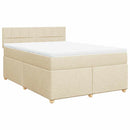 kontinentalseng med madras 140x190 cm stof cremefarvet