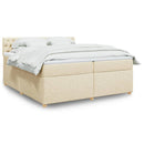 kontinentalseng med madras 200x200 cm stof cremefarvet