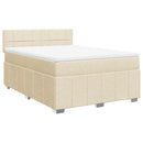 kontinentalseng med madras 140x190 cm stof cremefarvet