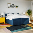 kontinentalseng med madras 200x200 cm stof blå