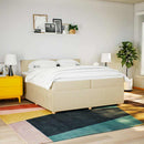 kontinentalseng med madras 200x200 cm stof cremefarvet