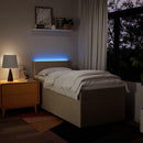 kontinentalseng med madras 90x190 cm stof cremefarvet